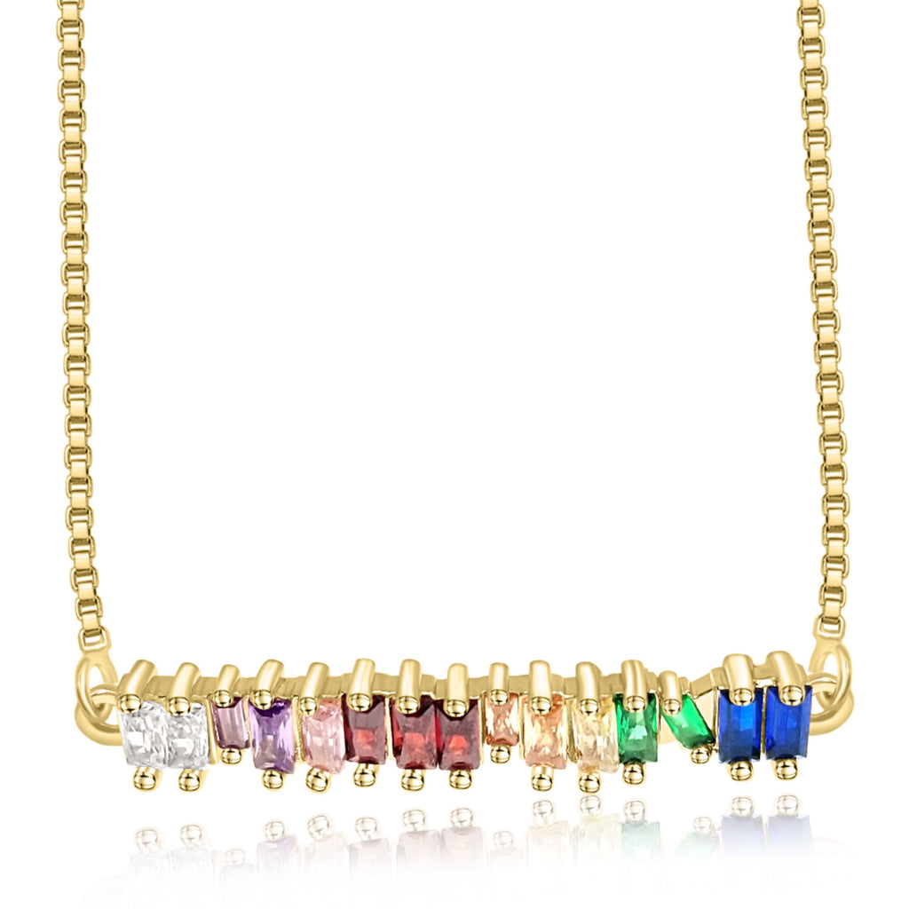 Blush & Whimsy jewelry Gold Celeste - Rainbow Bar Necklace