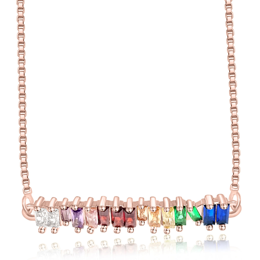 Blush & Whimsy jewelry Rose Gold Celeste - Rainbow Bar Necklace